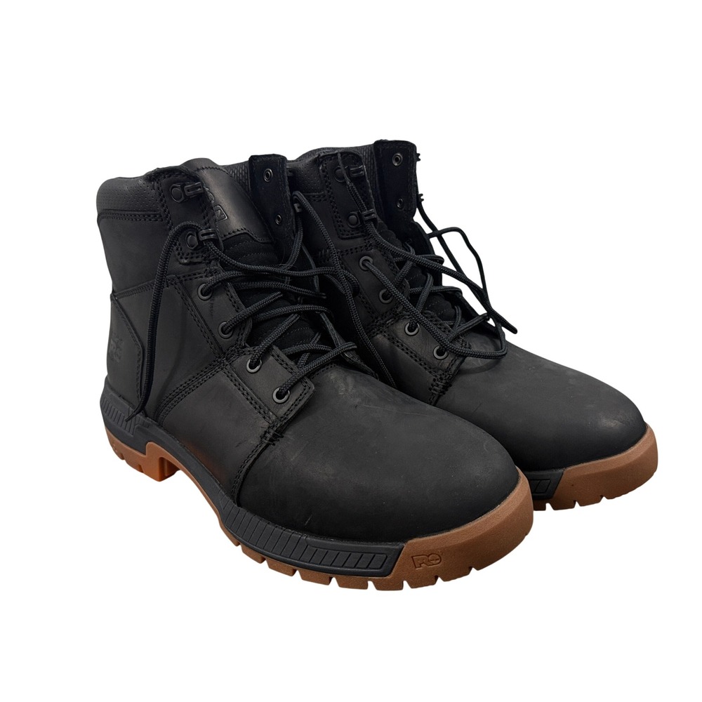 Timberland PRO Montauk Work Boots Mens 12 Black Soft Toe Leather 6 Inch A66DQ